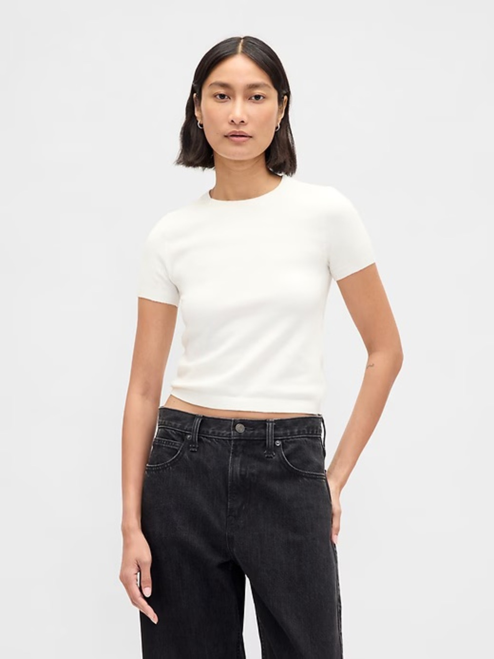 GAP CashSoft Baby Sweater Tee in Cream